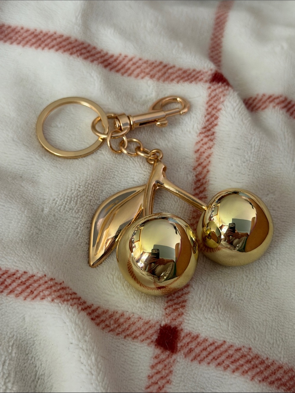 Gold Cherry Keychain Charm